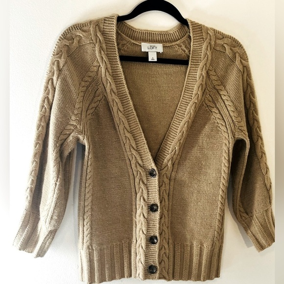 LOFT Sweaters - Loft Tan Alpaca Wool Blend Cardigan Sweater